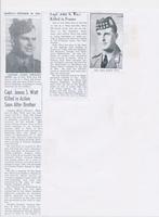 Thumbnail for A: "Capt. James S. Watt Killed in Action Soon After Brother," "Capt. John A. Watt Killed in France"