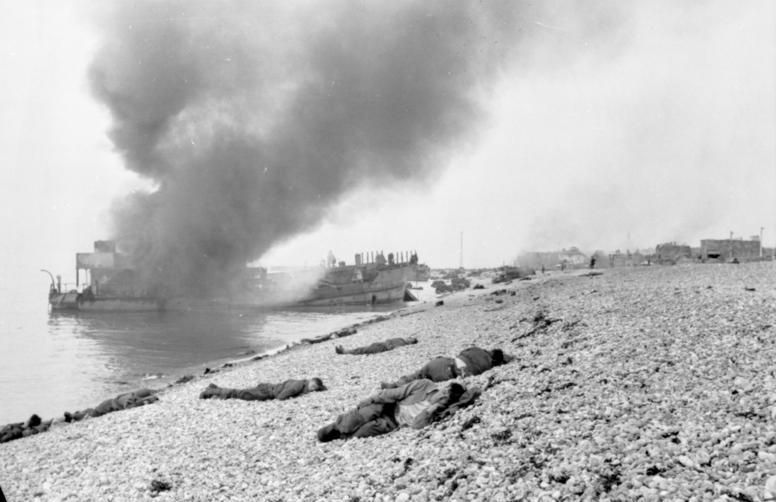 View of White and Red Beaches in front of Dieppe, August 1942.