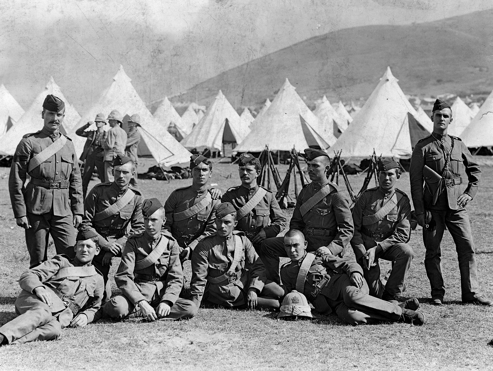 Eleven of the 20 members of the 21st Battalion Essex Fusiliers who joined the Royal Canadian Regiment in South Africa during the Boar War in 1899-1900.