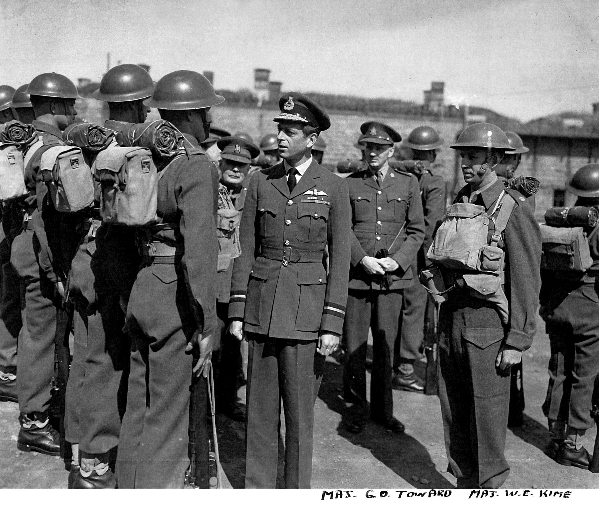 The Duke of Kent, Colonel-in-Chief inspects 1st Battalion The Kent Regiment in Halifax in 1941.